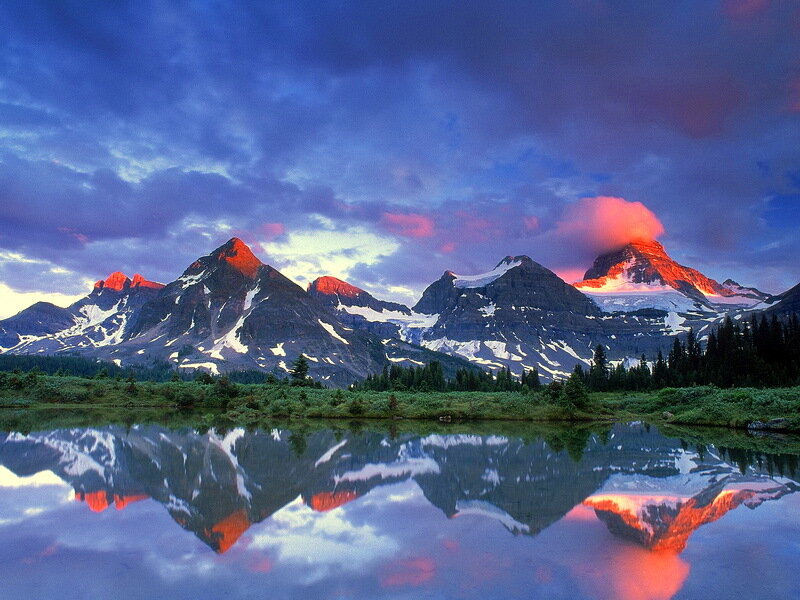 Mountain Range at Sunset — Blue, Dramatic, Photograph