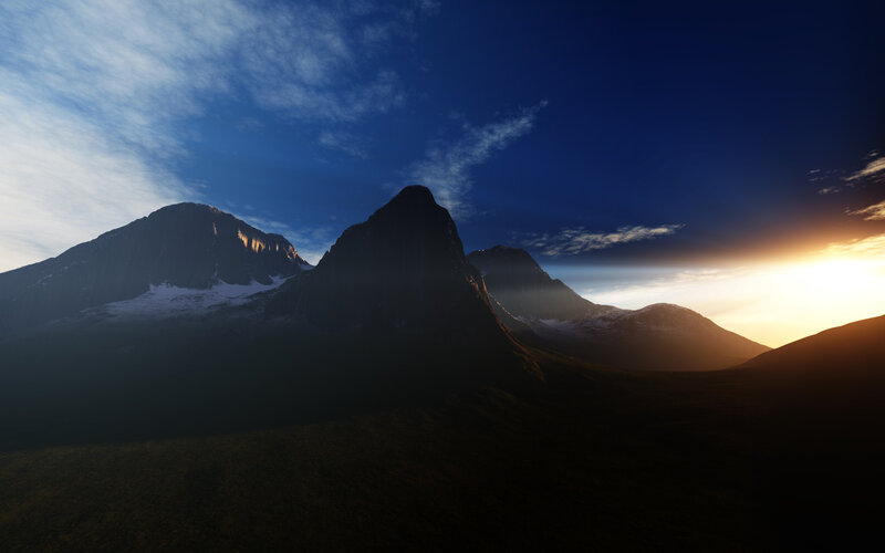 Mountain Range at Sunset — Blue, Dramatic