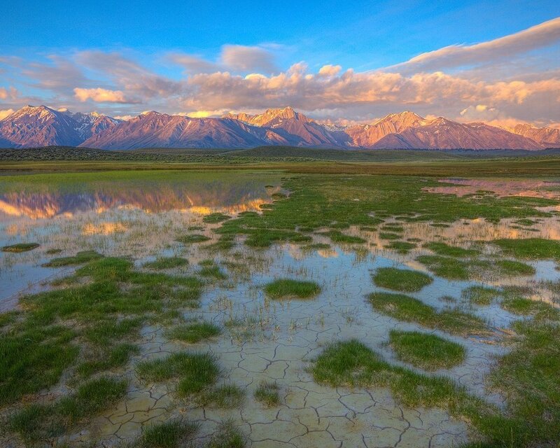 Mountain Range at Sunset — Blue, Serene, Photograph, Mountains