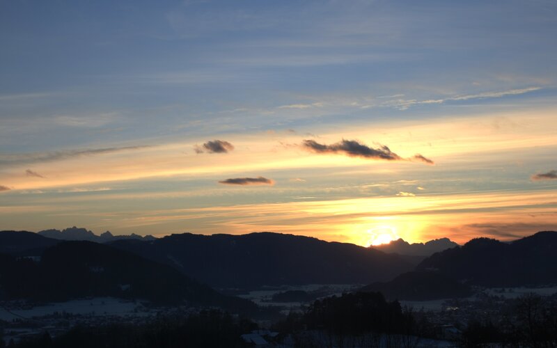 Mountain Range at Sunset — Blue, Serene, Photograph