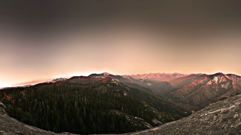 Mountain Range at Sunset — Brown, Serene, Photograph, Forest