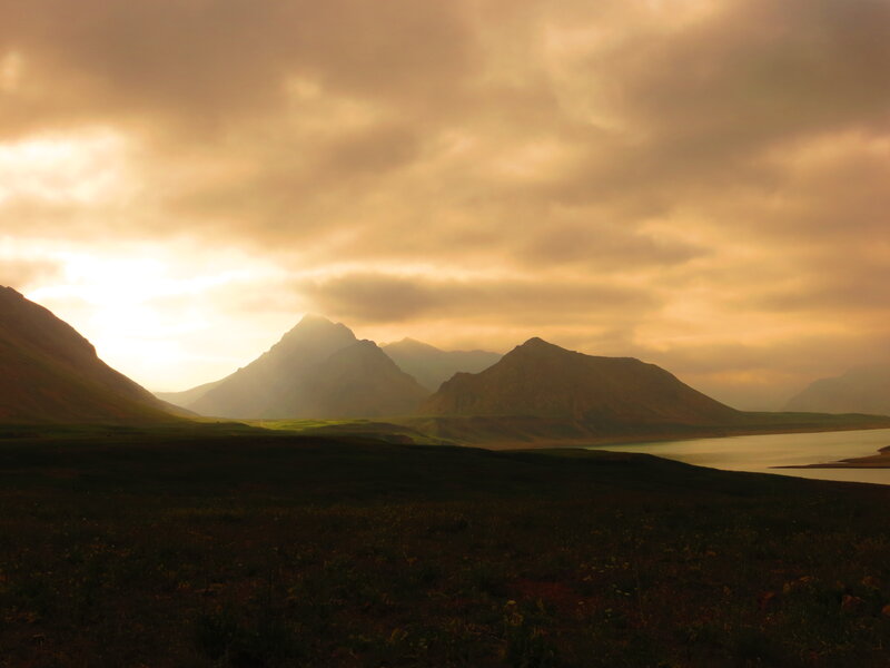 Mountain Range at Sunset — Gold, Dramatic, Photograph, Mountains