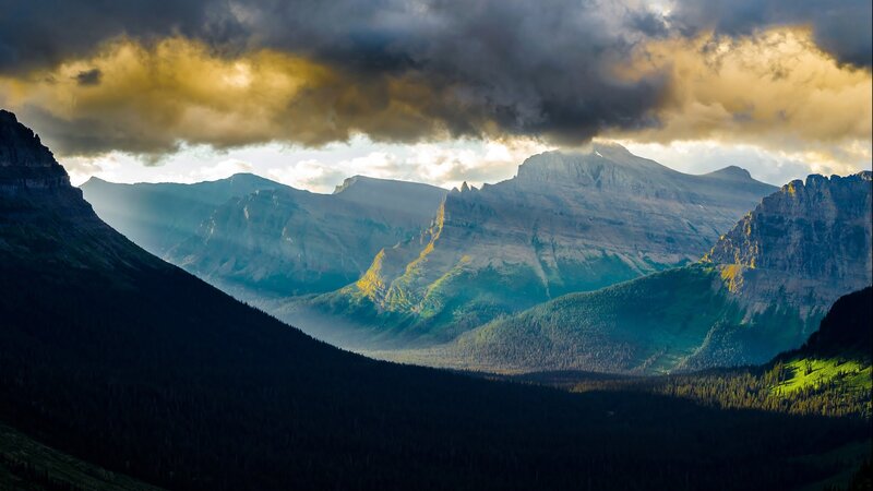 Mountain Range at Sunset — Gray, Dramatic, Photograph