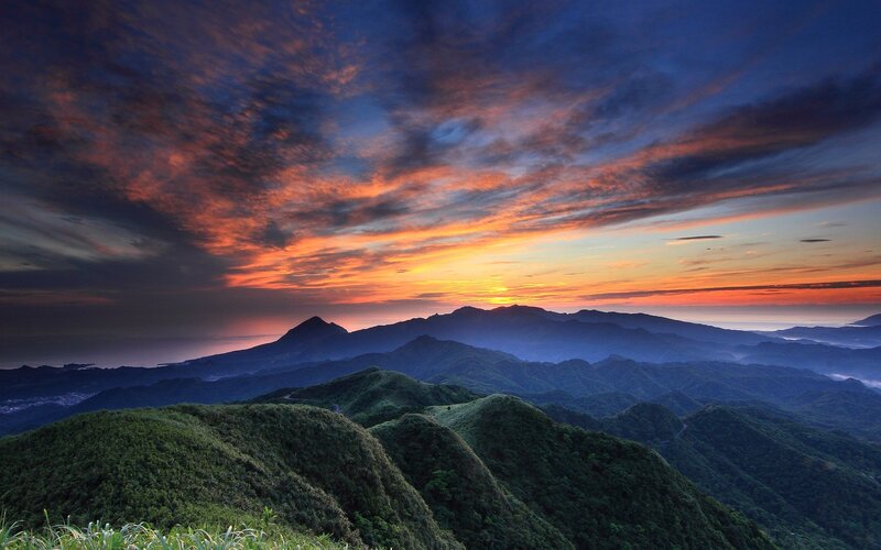 Mountain Range at Sunset — Hills