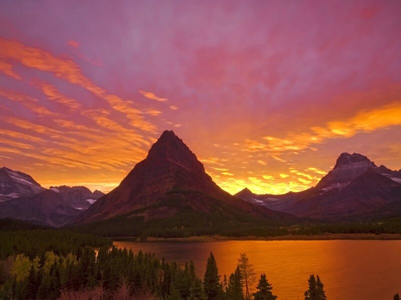 Mountain Range at Sunset — Orange, Dramatic, Photograph, Mountains
