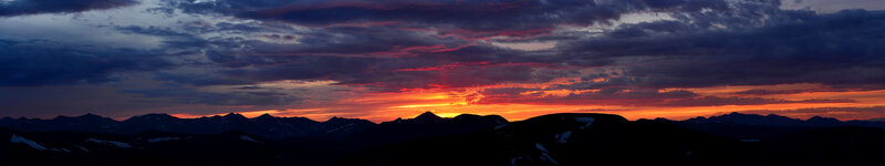 Mountain Range at Sunset — Orange, Dramatic, Photograph, Sky, Clouds, Snow