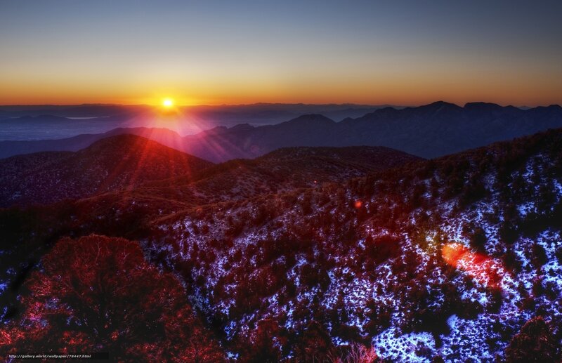 Mountain Range at Sunset — Orange, Dramatic, Photograph, Sun, Mountains