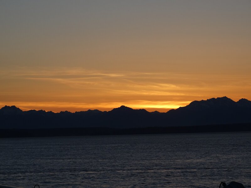 Mountain Range at Sunset — Orange, Serene, Photograph, Mountains, Sky