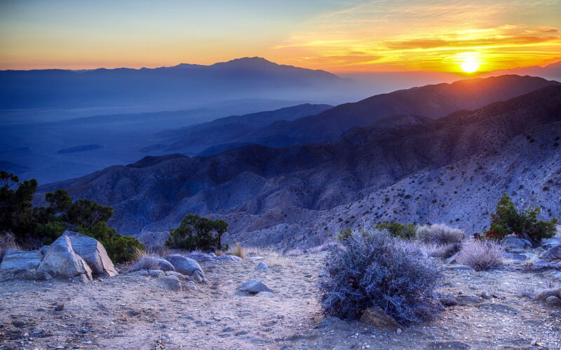 Mountain Range at Sunset — Orange, Serene, Photograph, Sun, Hills