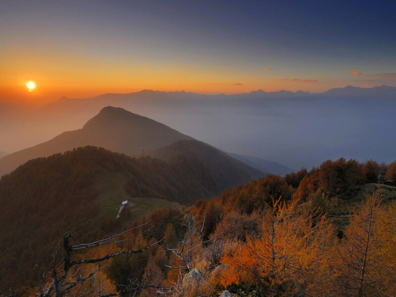 Mountain Range at Sunset — Orange, Serene, Photograph, Sun
