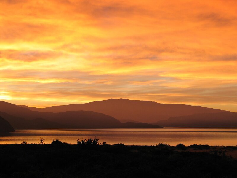 Mountain Range at Sunset — Orange, Serene