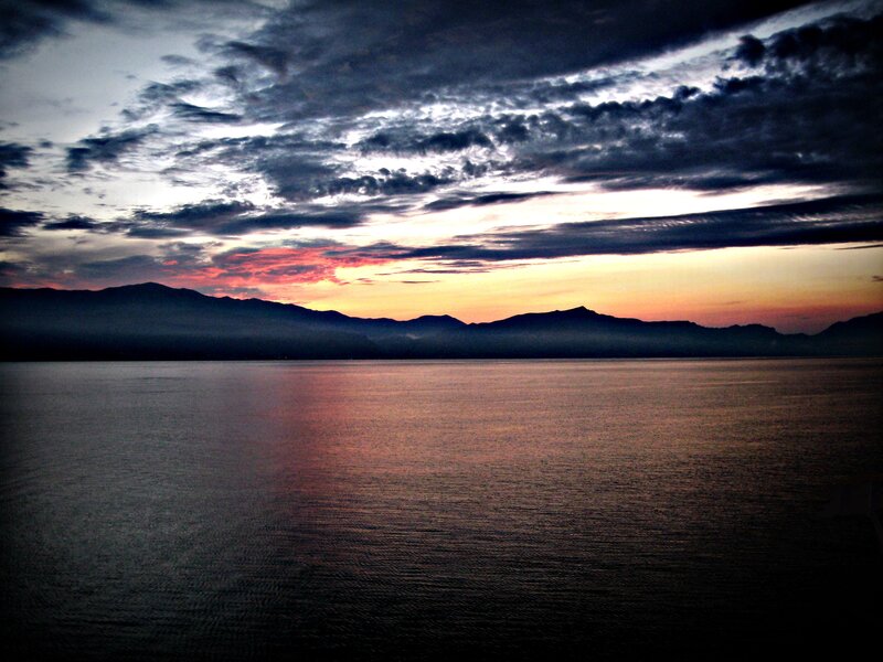 Mountain Range at Sunset — Orange