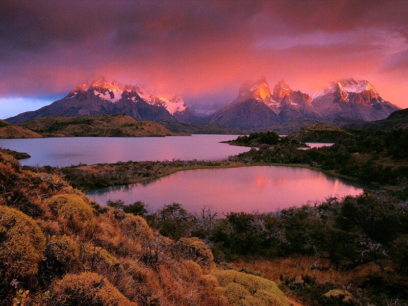 Mountain Range at Sunset — Pink, Dramatic, Photograph, Mountains