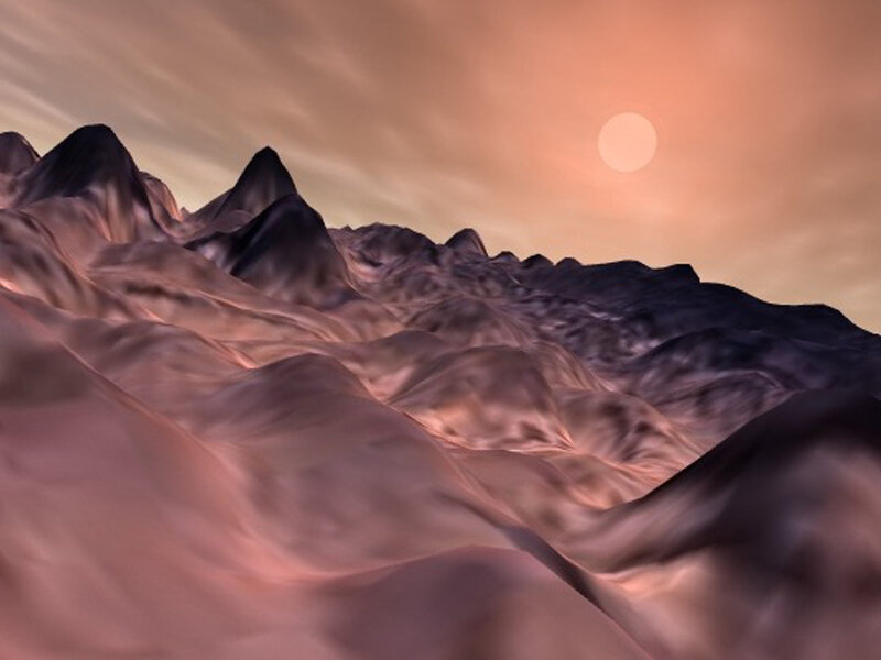Mountain Range at Sunset — Pink, Serene, 3d Render