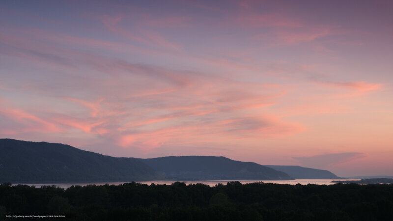 Mountain Range at Sunset — Pink, Serene, Photograph, Sky