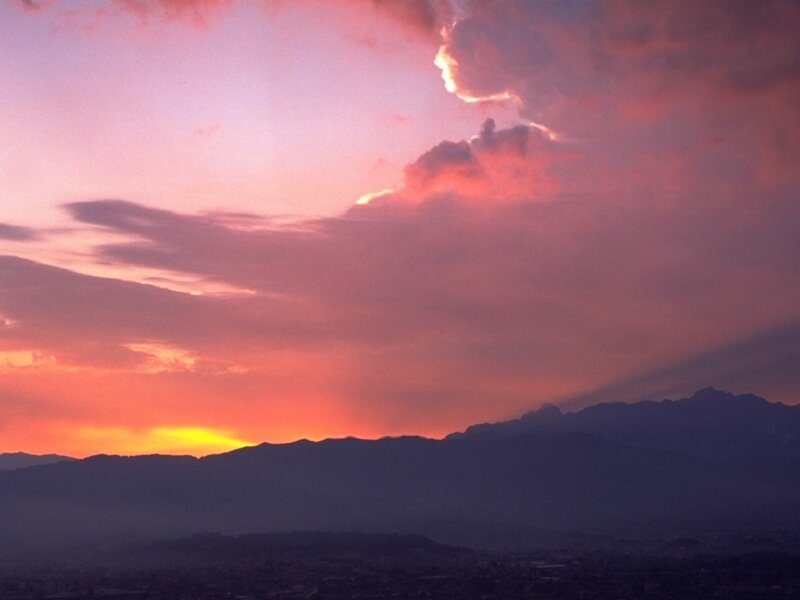Mountain Range at Sunset — Pink