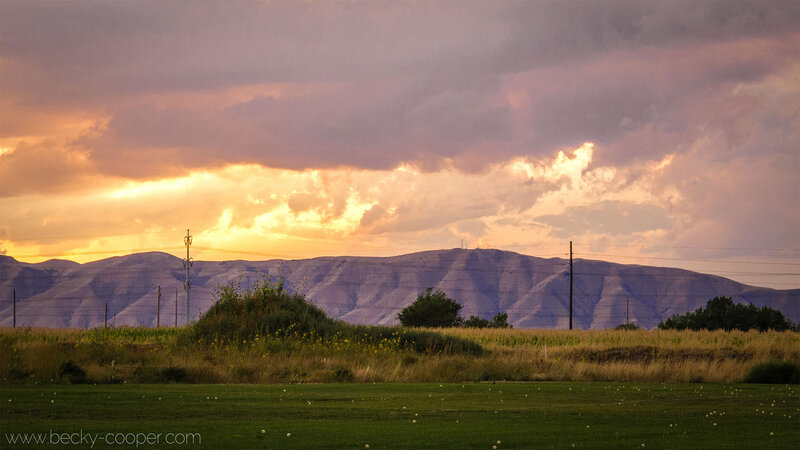 Mountain Range at Sunset — Purple, Dramatic, Photograph, Clouds
