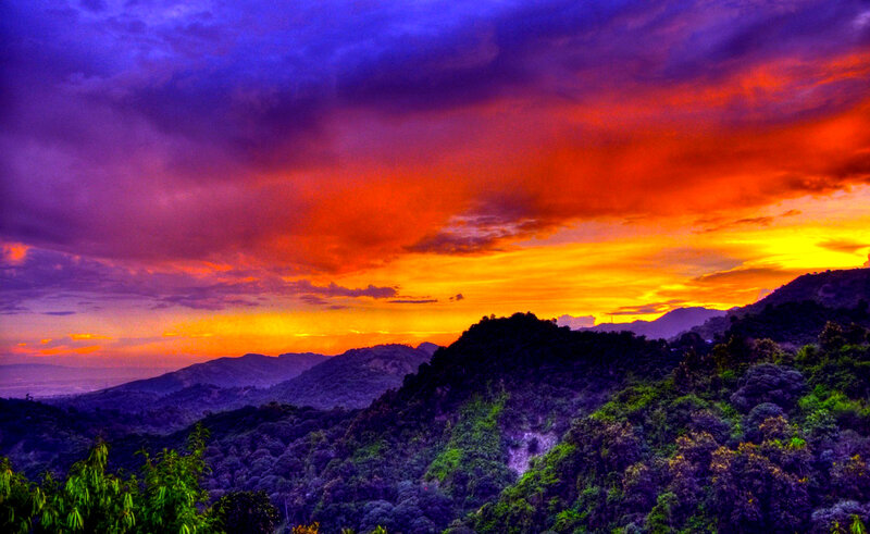 Mountain Range at Sunset — Purple, Dramatic, Photograph, Sky