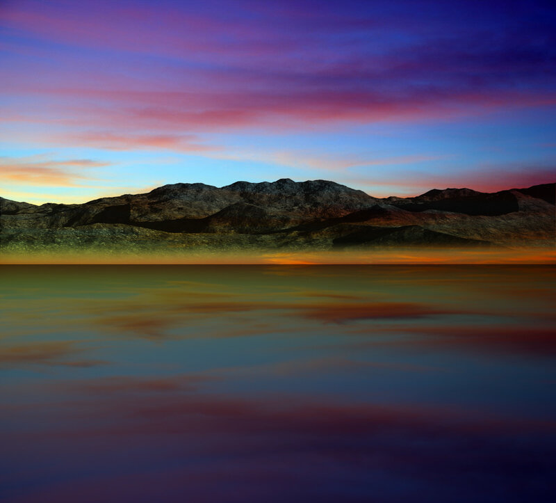 Mountain Range at Sunset — Purple, Dramatic