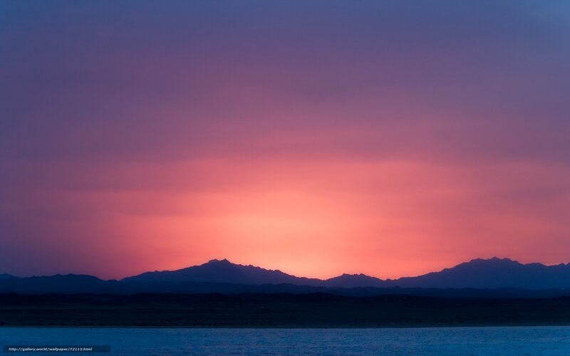 Mountain Range at Sunset — Purple, Serene, Photograph, Mountains
