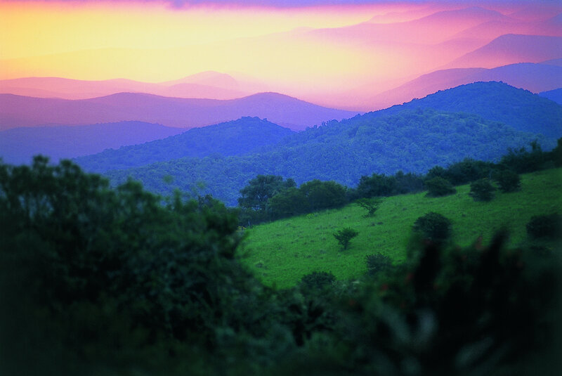 Mountain Range at Sunset — Purple, Serene