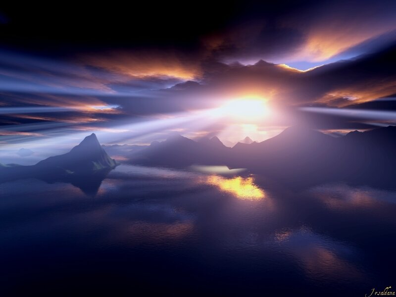 Mountain Range at Sunset — Purple
