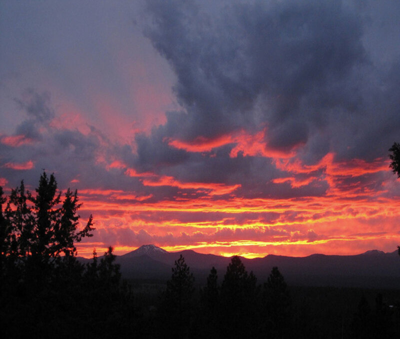 Mountain Range at Sunset — Red, Dramatic, Photograph, Clouds