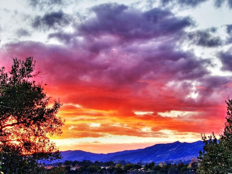 Mountain Range at Sunset — Red, Dramatic