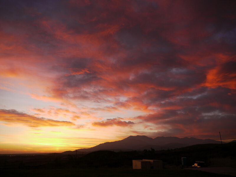 Mountain Range at Sunset — Red