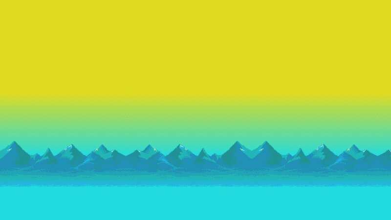 Mountain Range at Sunset — Yellow, Serene