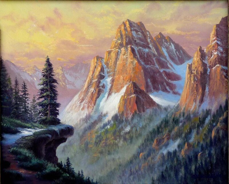 Mountain Range at Sunset — Yellow