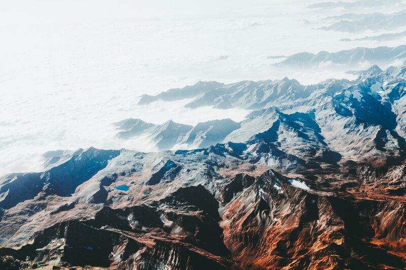 Mountain Range from Above — Blue, Dramatic