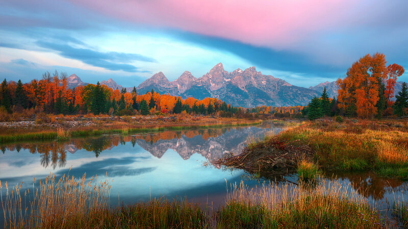 Mountain Range in Autumn — Orange