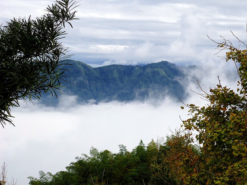 Mountain Range in Clouds — Green, Serene, Photograph