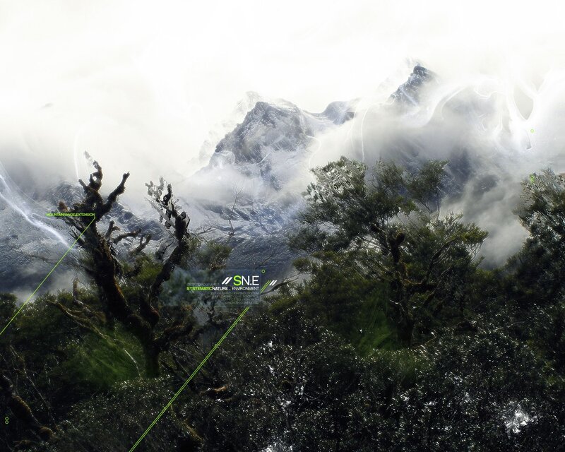 Mountain Range in Clouds — Green