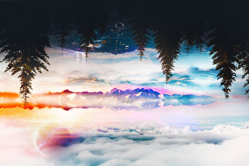 Mountain Range in Clouds — White