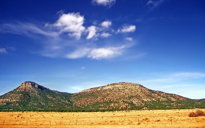 Mountain Range in Desert — Blue, Serene, Afternoon