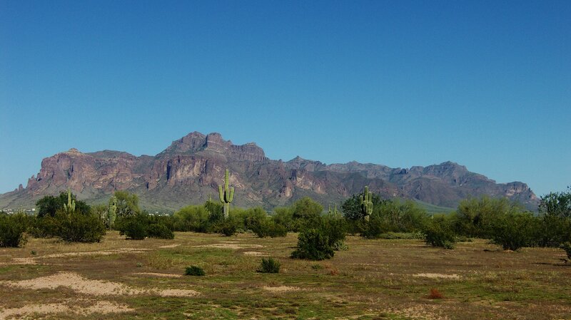 Mountain Range in Desert — Blue