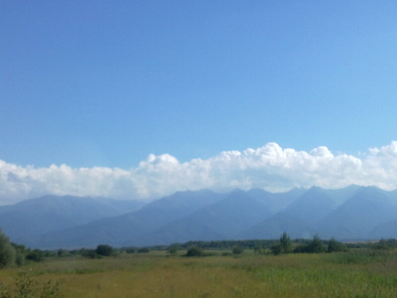 Mountain Range in Distance — Blue