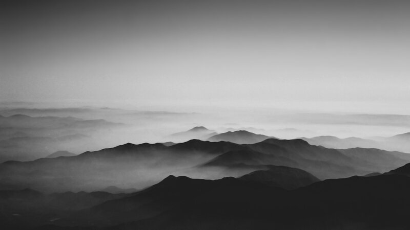 Mountain Range in Fog — Black