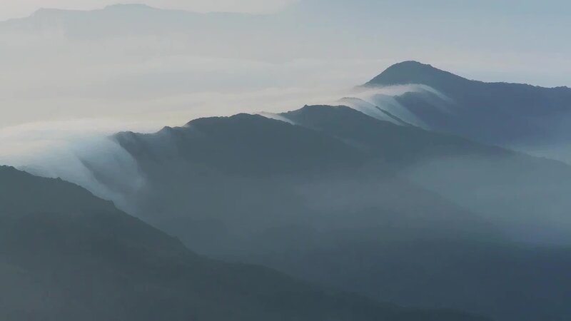 Mountain Range in Fog — Gray, Serene