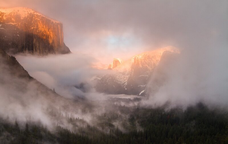 Mountain Range in Fog — Gray