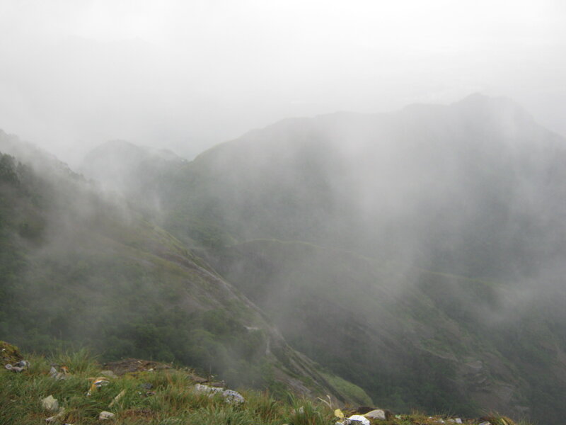 Mountain Range in Fog — Green, Misty