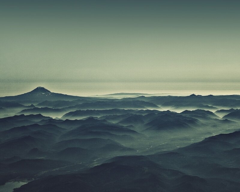 Mountain Range in Fog — Green, Serene, Morning, Photograph, Sky, Valleys