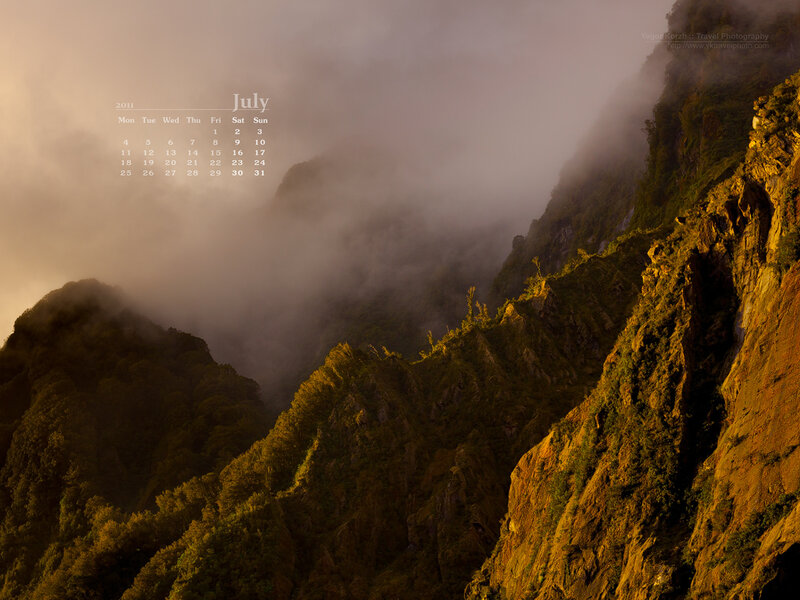 Mountain Range in Fog — Green