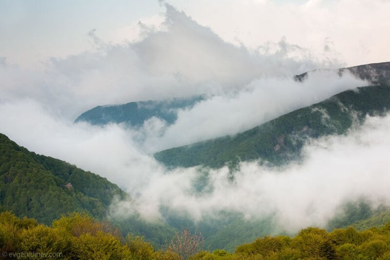 Mountain Range in Fog