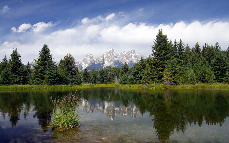 Mountain Range in Lake — Blue, Serene, Afternoon, Photograph