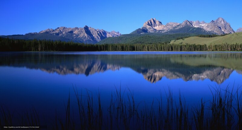 Mountain Range in Lake — Blue, Serene, Afternoon