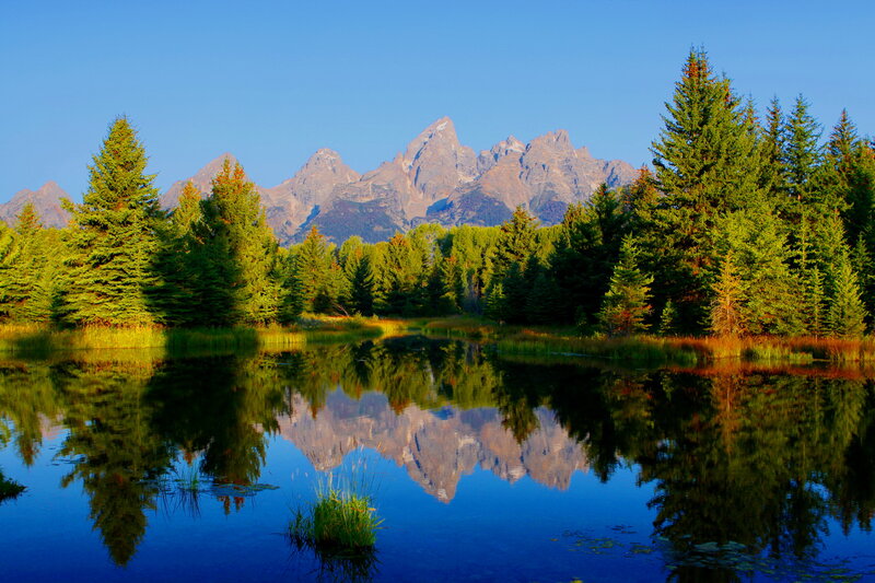 Mountain Range in Lake — Blue, Serene, Morning