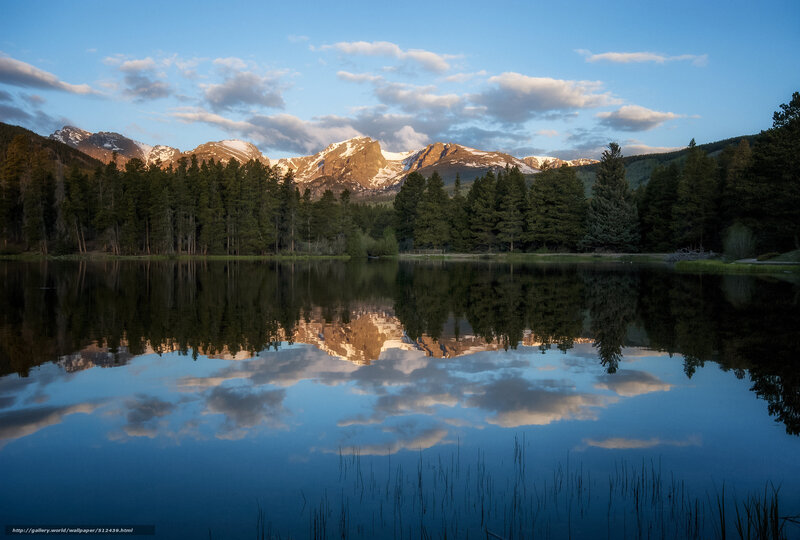 Mountain Range in Lake — Blue, Serene, Sunset, Photograph